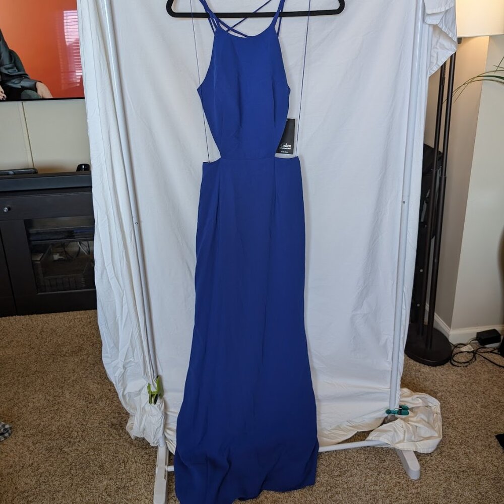 NWT Aidan by Aidan Mattox Cutout Gown – Royal Blue Crepe Evening Dress, Size 0